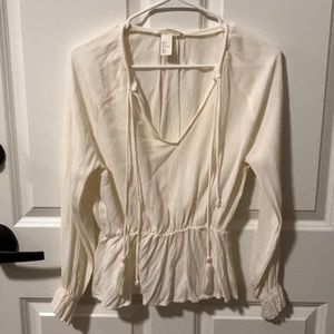 cream peplum blouse H&M